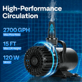 thumbnail image 1 of SPECSTAR Electric 120W 2700GPH Submersible Water Pump for Koi Pond Pool Waterfall Fountains Fish Tank and Aquarium, 1 of 8