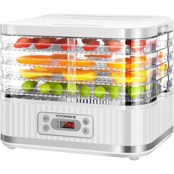 SPECSTAR Electric 5 Trays Food Dehydrator Machine, 400W Hydrator Machine with 72H Digital Timer and Temperature Control for Fruit Vegetable Meat Jerky Herb Beef Mushroom, White