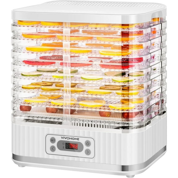 SPECSTAR Electric 8 Trays Food Dehydrator, 400W Hydrator Machine with 72H Digital Timer and Temperature Control for Fruit Vegetable Meat Jerky Herb Beef Mushroom, White