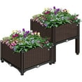 thumbnail image 1 of SPECSTAR Elevated Plastic Raised Garden Planter Kit, 17" x 17" x 7" (2 Pack, Brown), 1 of 8