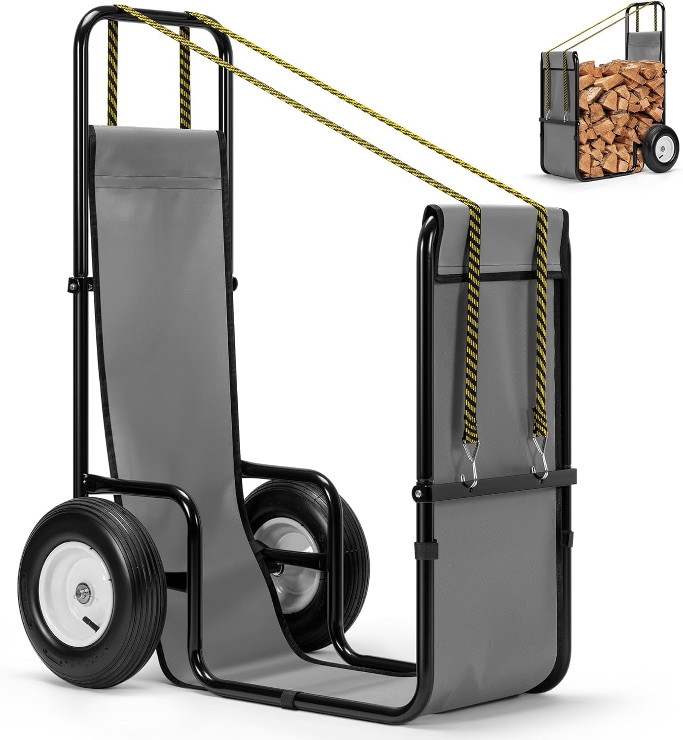 SPECSTAR Firewood Cart with Rubber Wheels and 600D Oxford Cloth, X ...