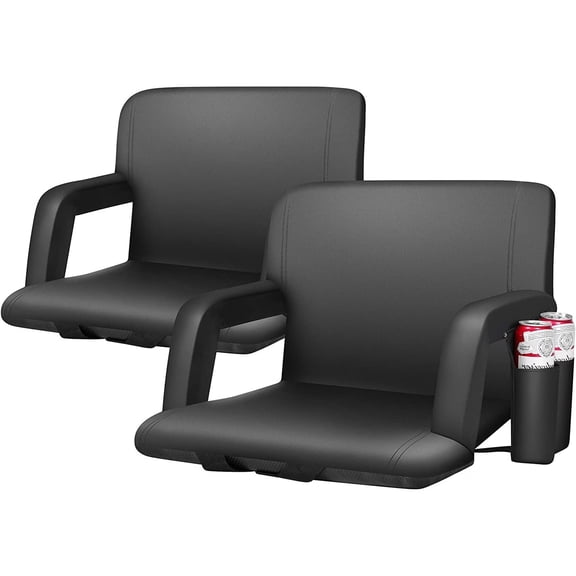 SPECSTAR Foldable Stadium Seat Chair for Bleachers with Padded Back Support and Armrests 2 pack