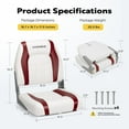 thumbnail image 1 of SPECSTAR Folding Low Back Boat Seats 2 Pack, Waterproof Boat Captain Chairs, 4 Mounting Screws Included, White and Red, 1 of 7