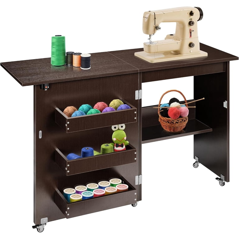 SPECSTAR Folding Sewing Craft Table, Rolling Sewing Machine Desk