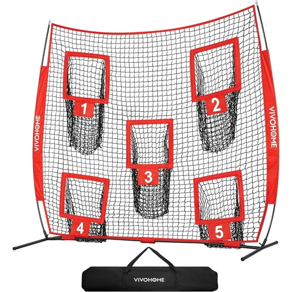SPECSTAR Football Throwing Net, 7 x 7 ft Football Practice Net with 5 Throwing Target, Quarterback Training Equipment for Improving Throwing Accuracy, Includes Carry Bag