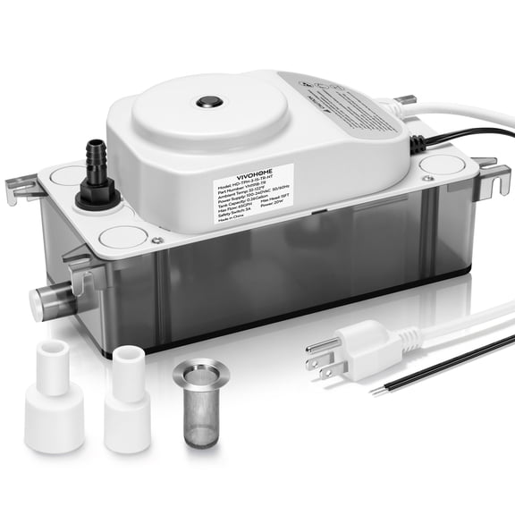 SPECSTAR HVAC Condensate Pump with Automatic Safety Alarm, 65 GPH, Ultra-Quiet 25dB DC Motor, 100V-240V AC Condensate Removal Pump for HVAC/R Equipment, Dehumidifier, Furnace