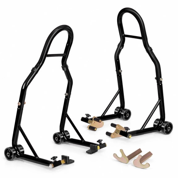 VIVOHOME Motorcycle Front & Rear Stand,Heavy Duty Motorcycle Front Rear Wheels Lift Universal Sport Bike Swingarm Spool Paddock Stand Combo for Suzuki Yamaha Honda Kawasaki
