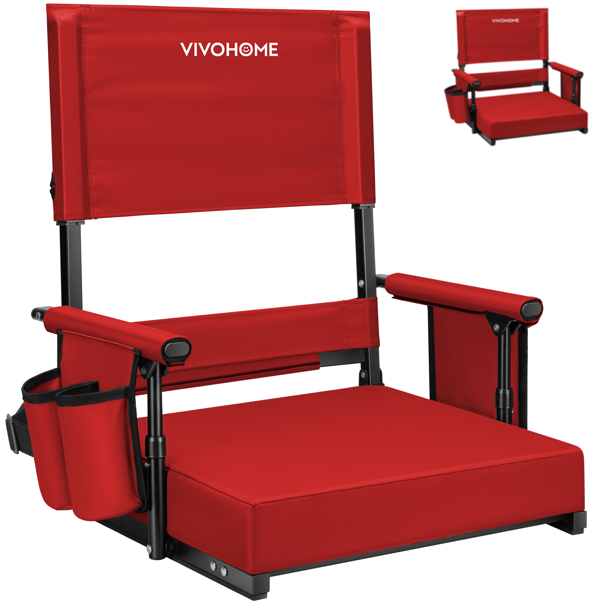 SPECSTAR Height Adjustable High Back Stadium Seat Back Support Cushion 1 Pack Portable Bleacher Chair Cup Holder Shoulder Strap Red: What to Know Before You Buy