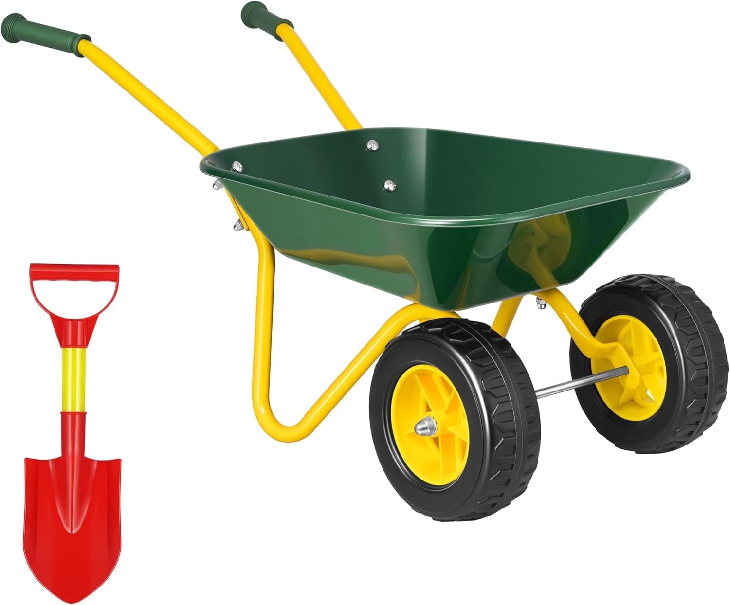 SPECSTAR Kids Wheelbarrow Children Garden Cart with Toddler Gardening Tool Set Child Wheel Barrel Outdoor Indoor Toys Gift Green
