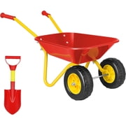 SPECSTAR Kids Wheelbarrow Children Garden cart with Toddler Gardening Tool Set Child Wheel Barrel Outdoor Indoor Toys Gift Red
