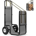 thumbnail image 1 of SPECSTAR Large Firewood Cart with Rubber Wheels and 600D Oxford Cloth, 250 lb Capacity Heavy Duty Steel Log Carrier Dolly Hauler, Rolling Wood Rack Storage Mover for Easy Transport Indoor Outdoor Use, 1 of 7