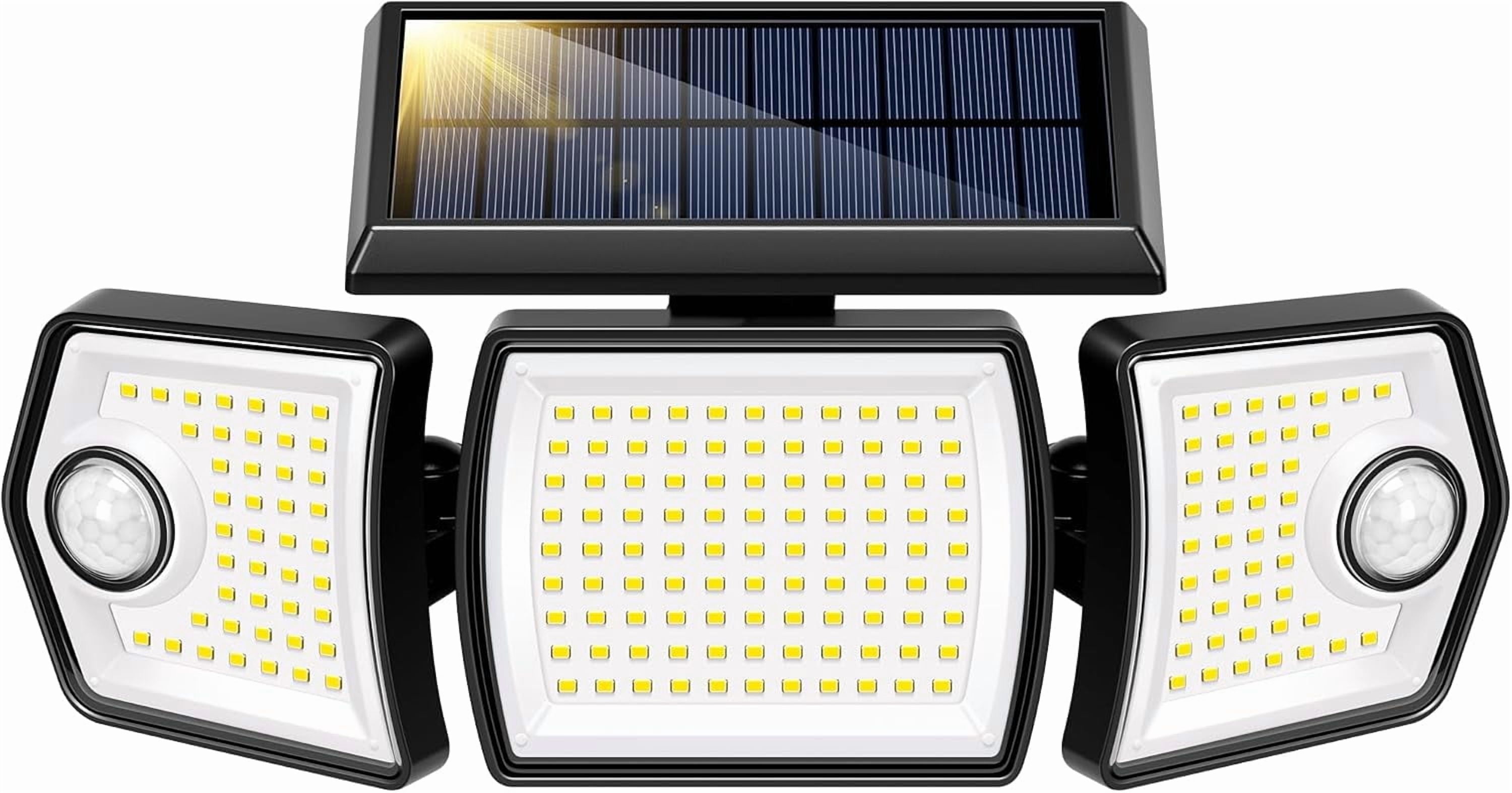 SPECSTAR Linkable Solar Flood Lights Outdoor, 2 Adjustable Motion Sensors Security Lights with 3 Heads, 2500LM, IP65 Waterproof, Solar Powered for Outside, Yard, Porch, Patio