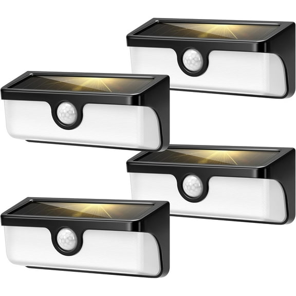 SPECSTAR Linkable Solar Lights Outdoor, 2500LM Motion Sensor Wall Lights with Diffuser for Extra Wide Lighting, IP65 Waterproof, Solar Powered for Fence Garden, Patio, Porch, Yard, 4 Pack