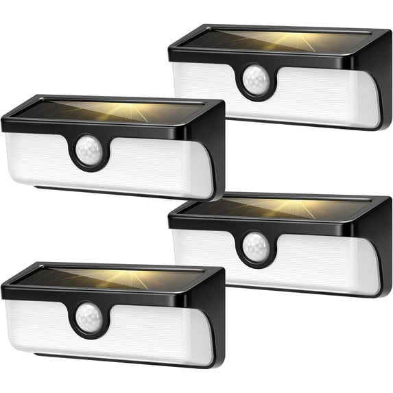 SPECSTAR Linkable Solar Lights Outdoor, 2500LM Motion Sensor Wall Lights with Diffuser for Extra Wide Lighting, IP65 Waterproof, Solar Powered for Fence Garden, Patio, Porch, Yard, 4 Pack