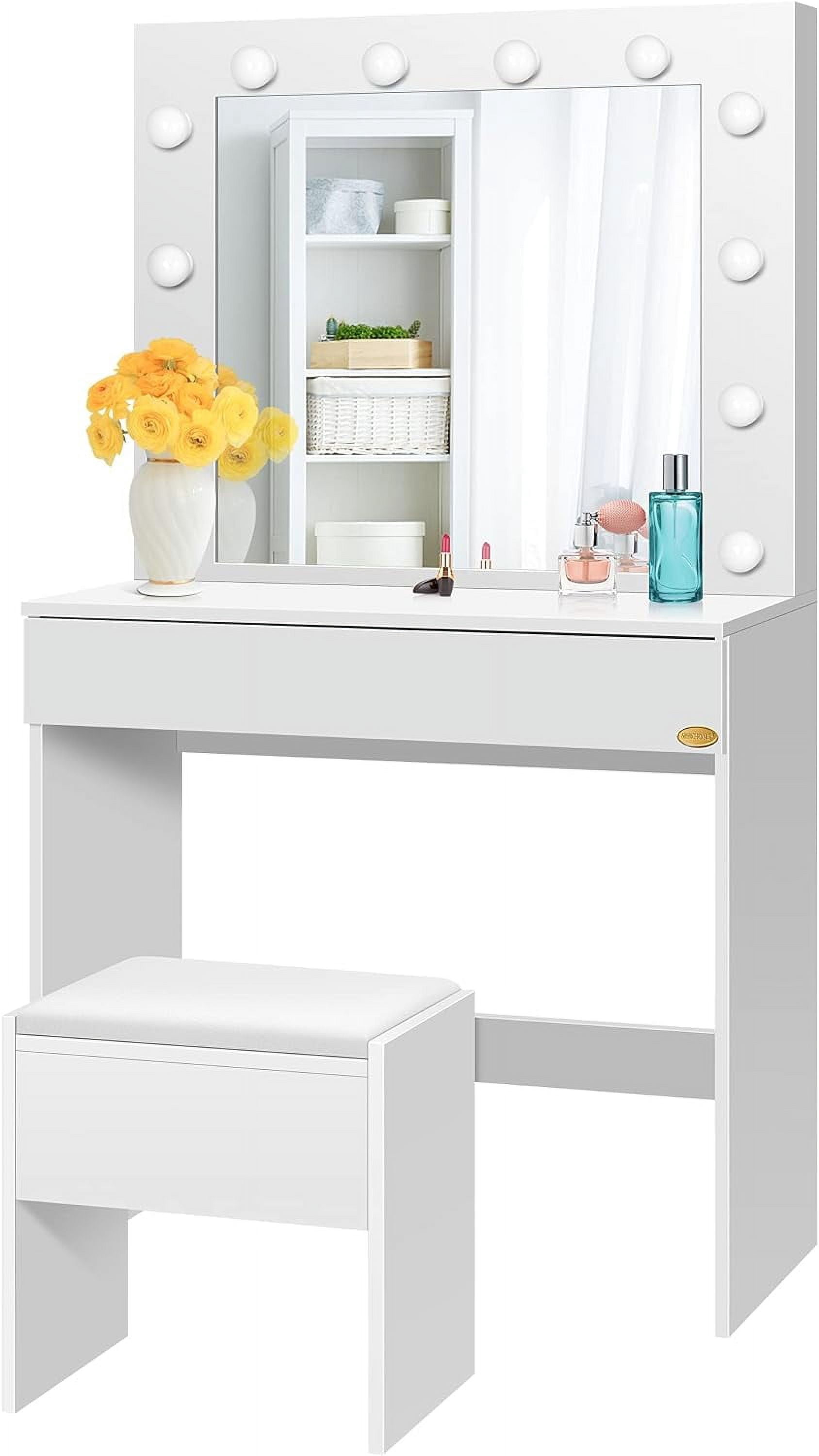 SPECSTAR Makeup Vanity Set with 12 Light Bulbs, Makeup Dressing Table