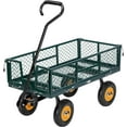 thumbnail image 1 of SPECSTAR Mesh Steel Garden Cart with Removable Sides, 34"×18" with 8 inch Wheels, 550 Lbs Capacity (Green), 1 of 7