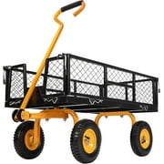 SPECSTAR Mesh Steel Garden Cart with Removable Sides, 34"×18" with 8 inch Wheels, 550 Lbs Capacity