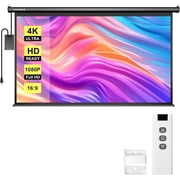 SPECSTAR Motorized Projector Screen with Remote, 169 84 Inch Auto Electric Projection Screen, HD 4K Movie Screen for Home Theater, Cinema, Office 73 x 41 Black