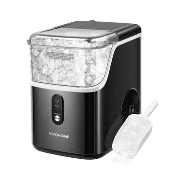 SPECSTAR Nugget Ice Maker Machine, Countertop Ice Maker with Hand Scoop and Self Cleaning Function 33lbs/Day, Black