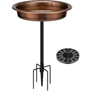 SPECSTAR Oval Bird Bath and Solar Powered Round Pond Fountain Combo Set,Bronze