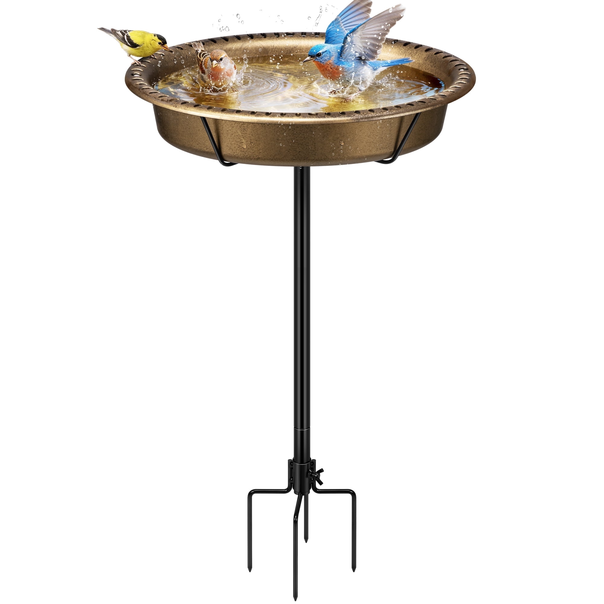 SPECSTAR Oval Bird Bath for Outside, Outdoor Birdbath Bowl with Metal ...