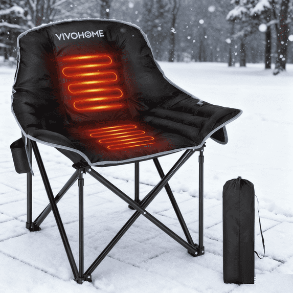 SPECSTAR Oversized Heated Camping Chair, 12V 20W PD Fast Charging Type C Port, 3 Levels Heating, NTC Overheat Protection System