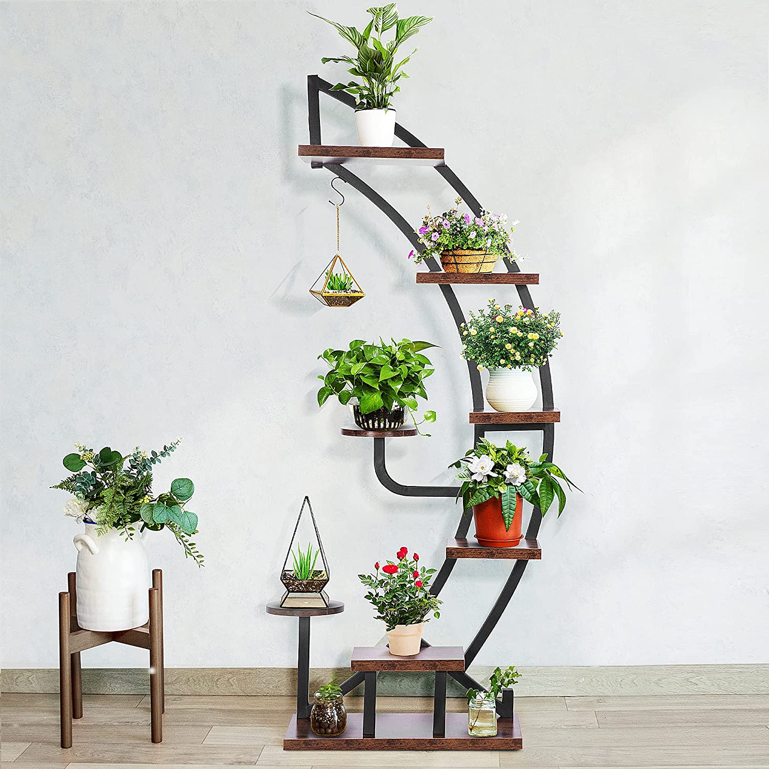 SSS Furniture Corner Plant Stand Indoor Metal, 6 Tier 6 Potted Outdoor Flower Pot Stands Holder