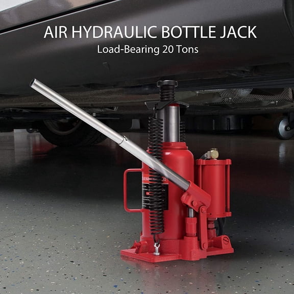 VIVOHOME 20 Ton Pneumatic Air Hydraulic Bottle Jack with Manual Hand Pump, Heavy Duty Red Lift for Auto Truck Travel Trailer Repair