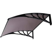 SPECSTAR Polycarbonate Window Door Awning Canopy Brown with Black Bracket 40 Inch x 40 Inch
