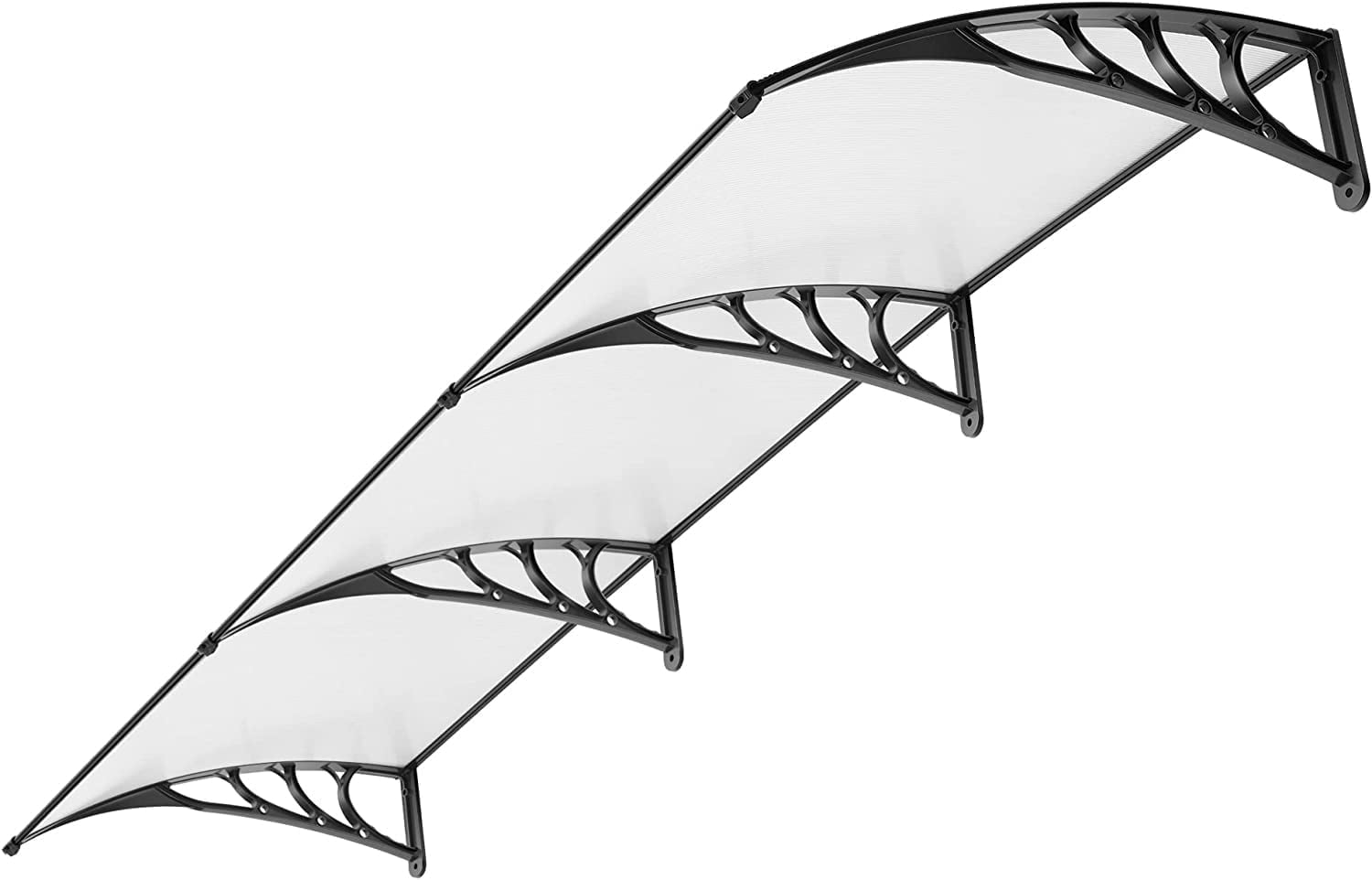 Transparent Polycarbonate Window Door Awning with Black Bracket, 40" x 120"