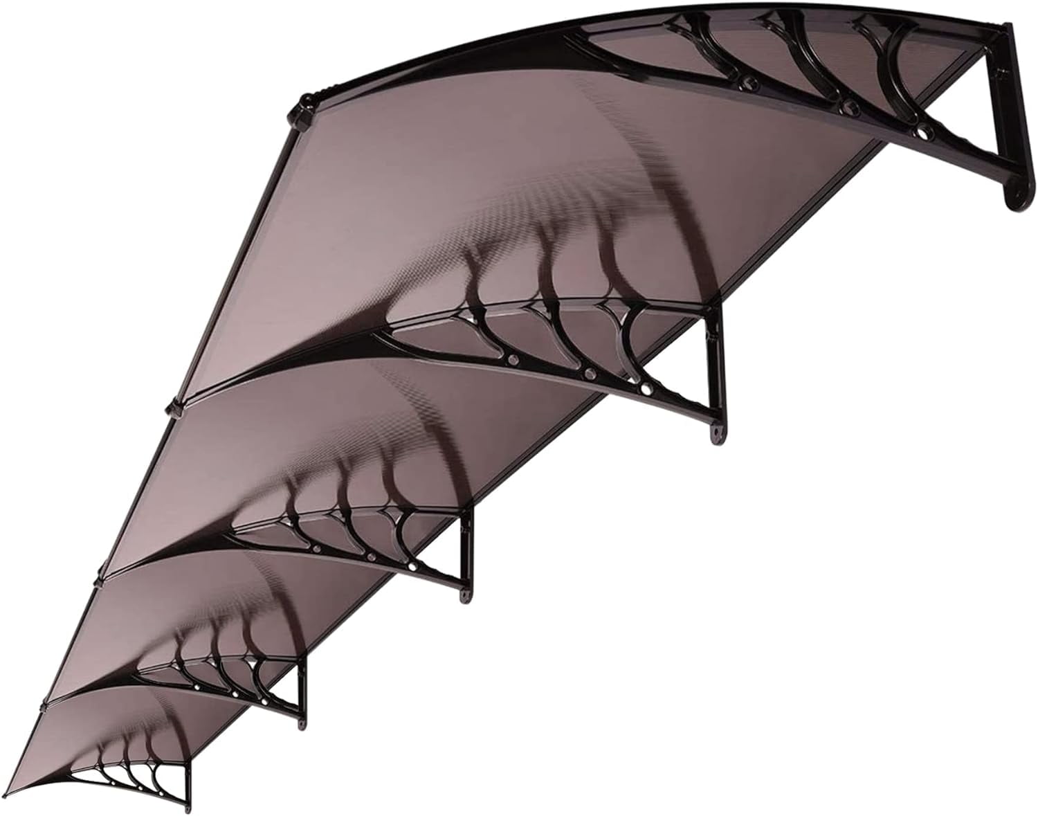 Brown Polycarbonate Window Door Awning with Black Bracket, 40" x 160"
