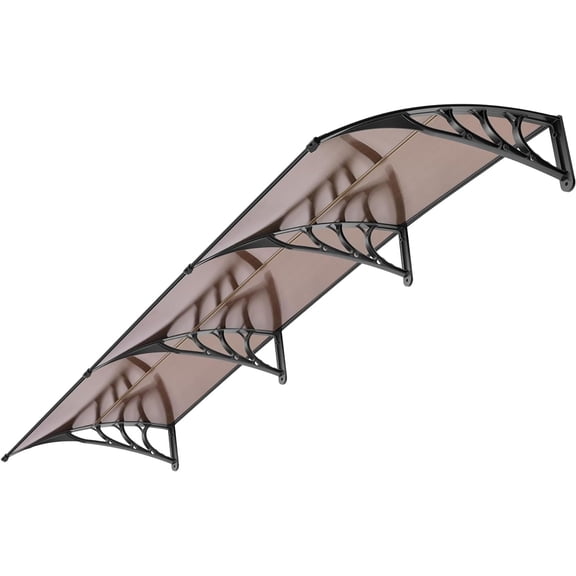SPECSTAR Polycarbonate Window Door Awning Spliced Canopy Brown with Black Bracket 40 inch x 120 inch