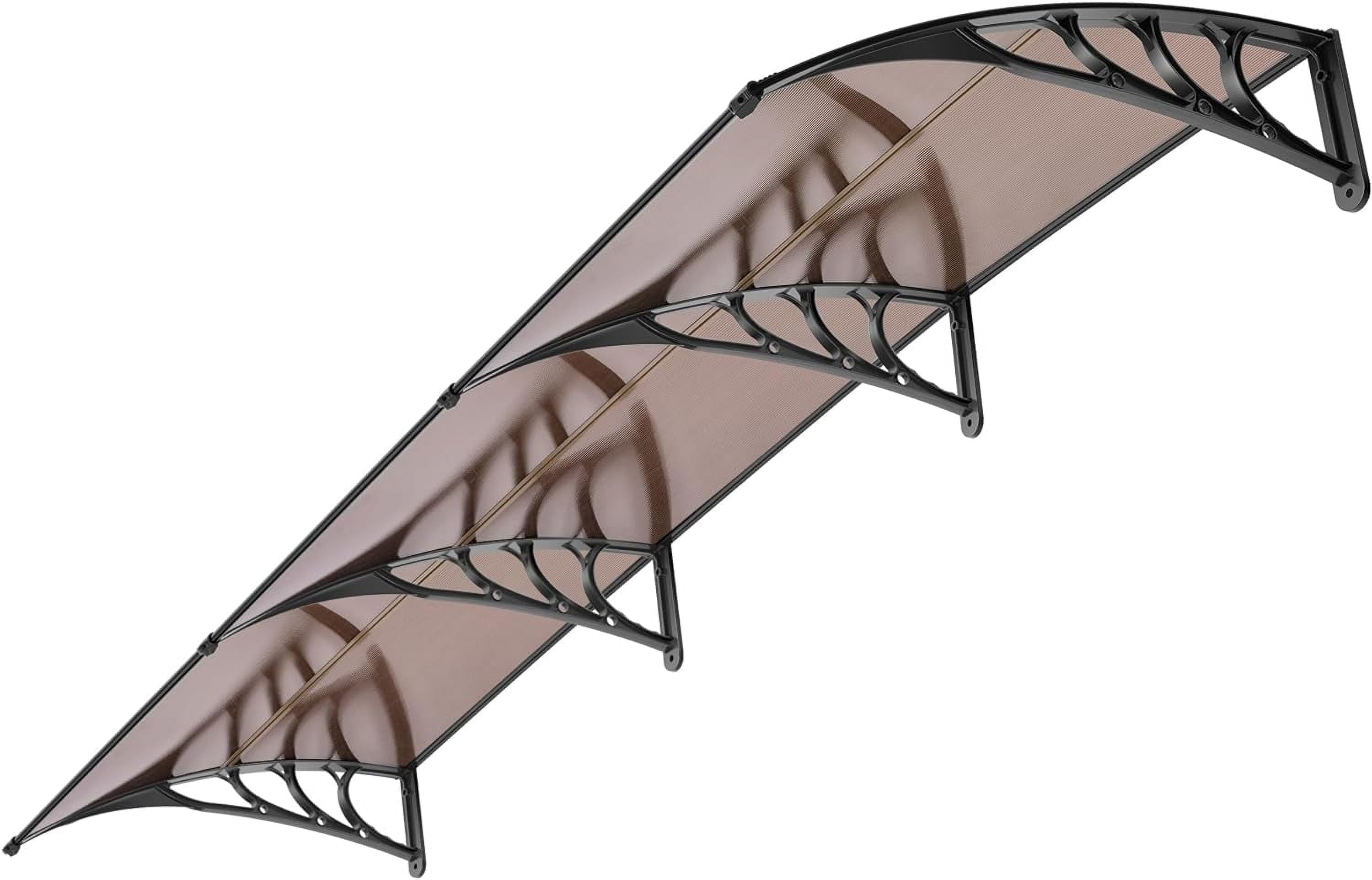 SPECSTAR Polycarbonate Window Door Awning Spliced Canopy Brown with Black Bracket 40 inch x 120 inch