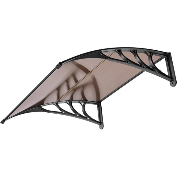 SPECSTAR Polycarbonate Window Door Awning Spliced Canopy Brown with Black Bracket 40 inch x 40 inch