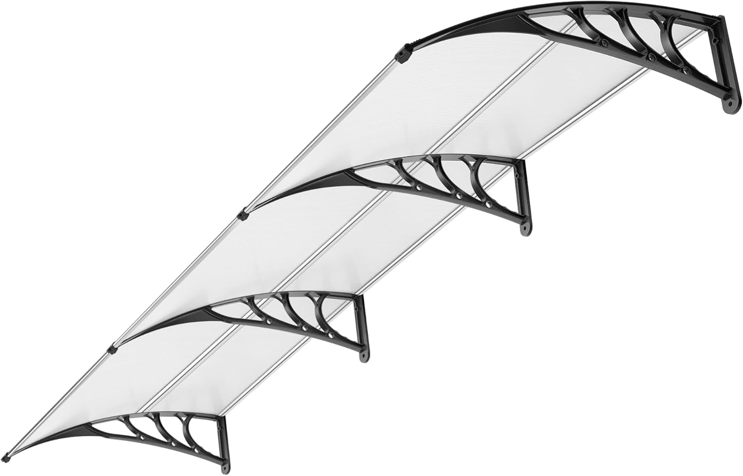 Transparent Polycarbonate Window Door Awning with Black Bracket, 40" x 120"