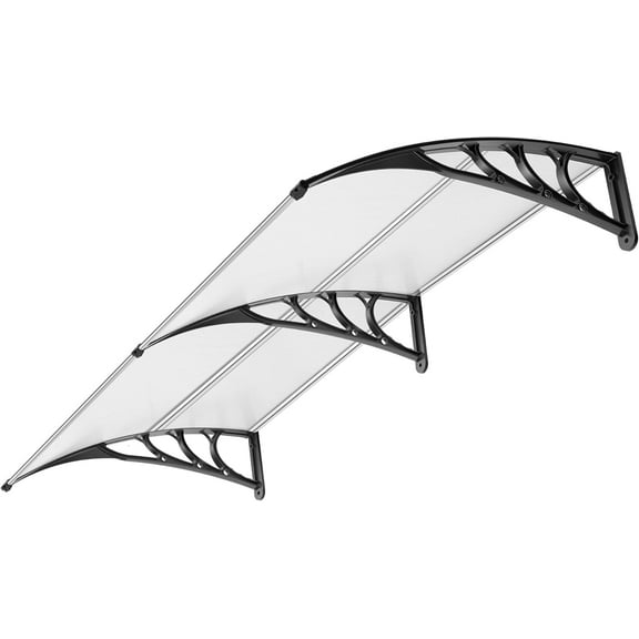 SPECSTAR Polycarbonate Window Door Awning Spliced Canopy Transparent with Black Bracket 40 Inch x 80 Inch