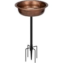 SPECSTAR Bird Bath, Polyresin Birdbath Bowl with Metal Stake, 29 inch Height Outdoor Freestanding Birdfeeder, 1.4 Gallons, 5-Pronged Base, Bronze