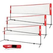 SPECSTAR Portable 10ft/ 14ft/ 17ft Height Adjustable Outdoor Badminton Net Set with Stand and Carry Bag for Kid's Volleyball Soccer Tennis Pickleball