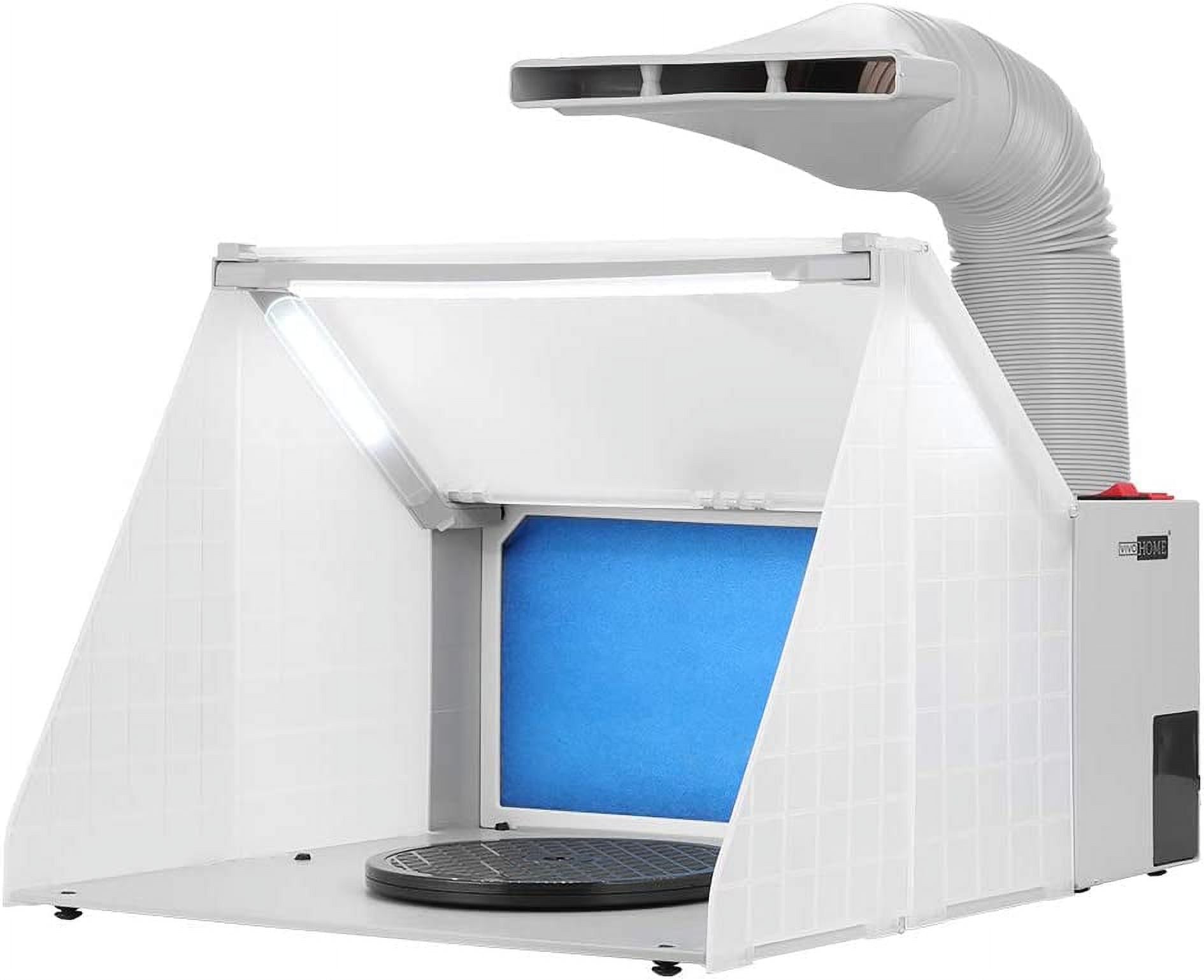 SPECSTAR Portable Airbrush Paint Spray Booth Kit with 3 LED Lights Turn Table and Filter Hose for Model Cake Craft Nail Toy Part