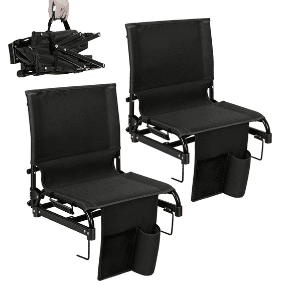 SPECSTAR Portable Folding Stadium Seat for Bleachers, Padded Cushion with Back Support, Waterproof & Lightweight Chair with Cup Holder 2 Pack, 350lb Capacity