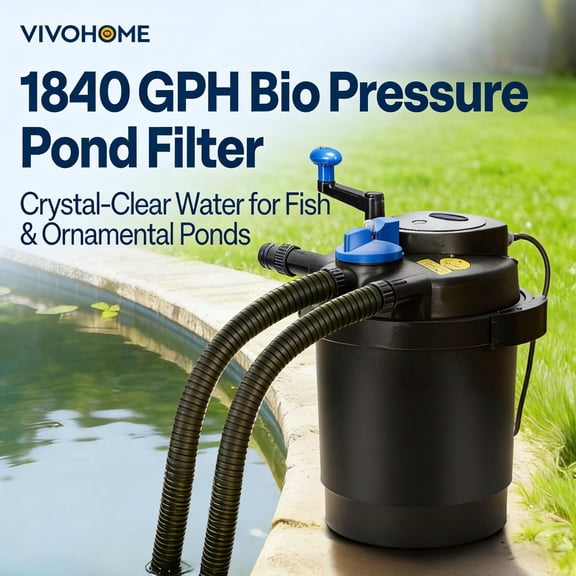 SPECSTAR Pressurized Biological Pond Filter, 1840GPH Suitable for Koi Ponds up to 1000 Gallons or Ornamental Ponds up to 2100 Gallons
