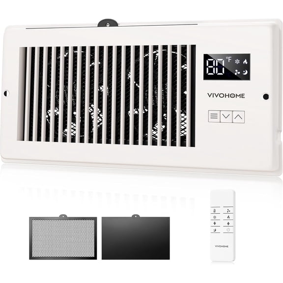 SPECSTAR Quiet Register Booster Fan with Opening 4" x 10" - Smart Thermostat, 10-Speed Control, Removable Dust-proof Mesh & Register Blocker, White