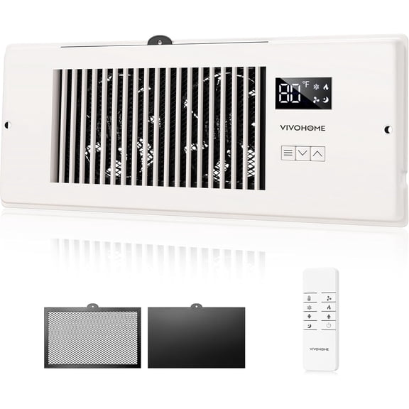 SPECSTAR Quiet Register Booster Fan with Opening 4" x 12" - Smart Thermostat, 10-Speed Control, Removable Dust-proof Mesh & Register Blocker, White