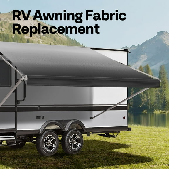 SPECSTAR RV Awning Fabric Replacement Premium Grade Vinyl 17' (Fabric 16.2'), Black Fade