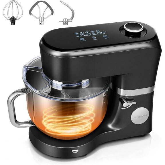 SPECSTAR Stand Mixer with Fermentation, One-Touch Presets Electric Dough Mixer with 6 Qt Bowl, Kitchen Standing Mixer for Baking, Cake with Flex Edge Beater, Bread Hook, Whisk, Black
