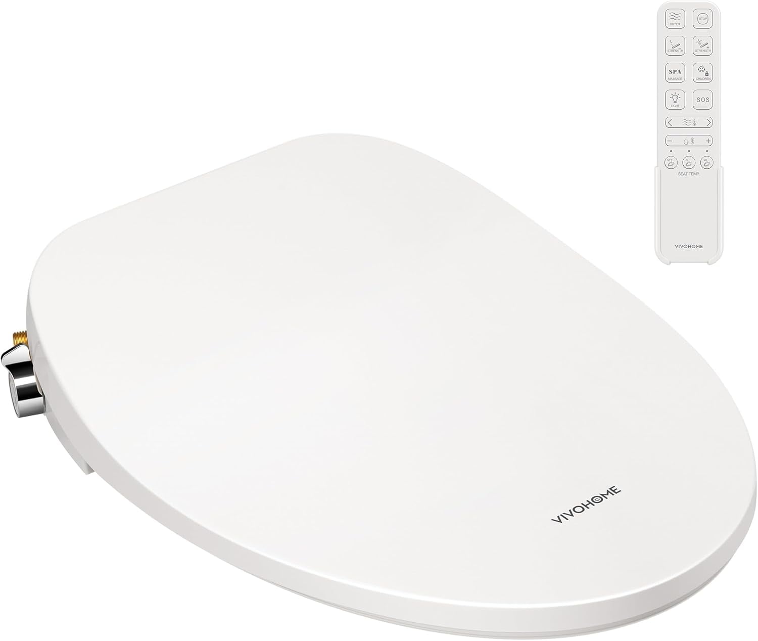 SPECSTAR Smart Heated Bidet Toilet Seat with Remote Control, Self-Cleaning Dual Nozzles for Rear and Front Cleansing, Adjustable Temperature Settings with Warm Air Dryer, Soft Close Lid, Nightlight
