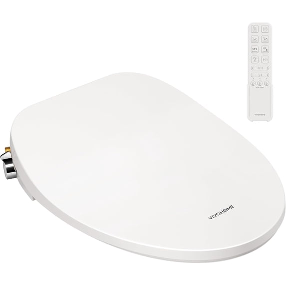 SPECSTAR Smart Heated Bidet Toilet Seat with Remote Control, Self-Cleaning Dual Nozzles for Rear and Front Cleansing, Adjustable Temperature Settings with Warm Air Dryer, Soft Close Lid, Nightlight