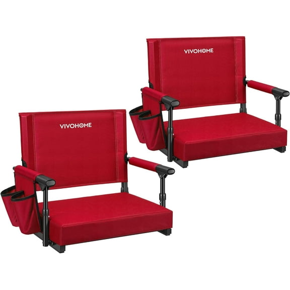 SPECSTAR Stadium Seats with Back Support and Cushion, 2 Pack Portable Bleacher Chairs with Cup Holder and Shoulder Strap