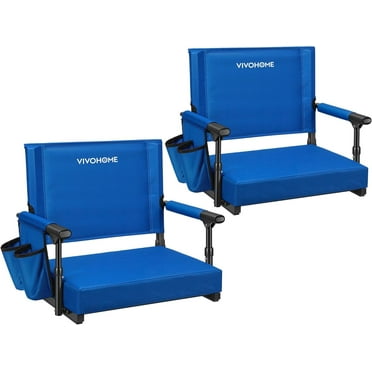 SPECSTAR Stadium Seats with Back Support and Cushion, 2 Pack Portable Bleacher Chairs with Cup Holder and Shoulder Strap
