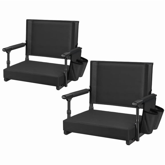 SPECSTAR Stadium Seats with Back Support and Cushion, 2 Pack Portable Bleacher Chairs with Cup Holder and Shoulder Strap